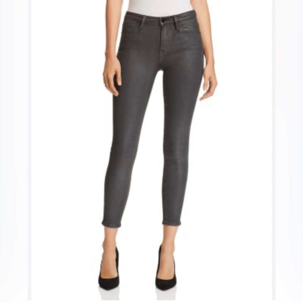 Frame Le High Skinny Dark Grey Coated Jeans